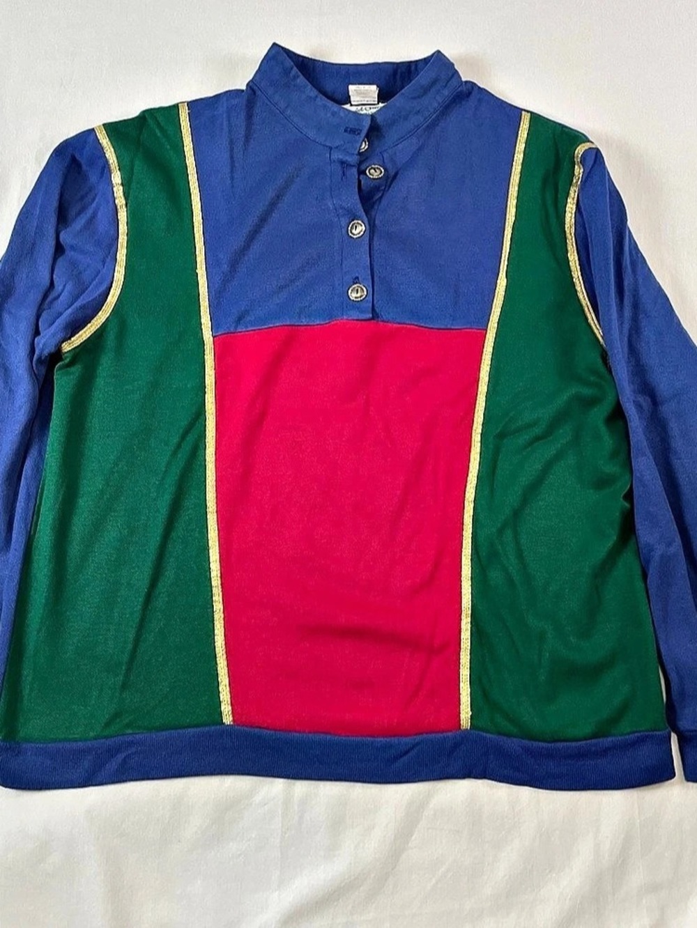 Daniel Green Colorblock Acrylic Pullover Size Large vintage 80’s
